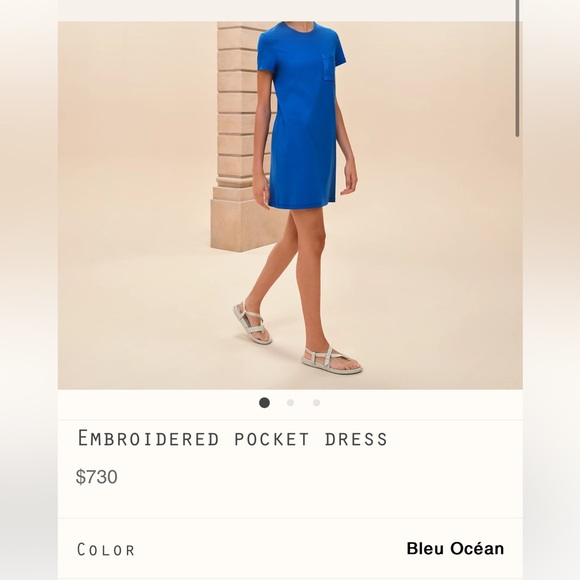 Hermes embroidered T shirt dress royal blue size 34 - Picture 2 of 8